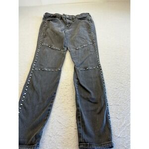 Studded Moto Jeggings Faded Black Skinny Jeans Size 30/10 Biker Style